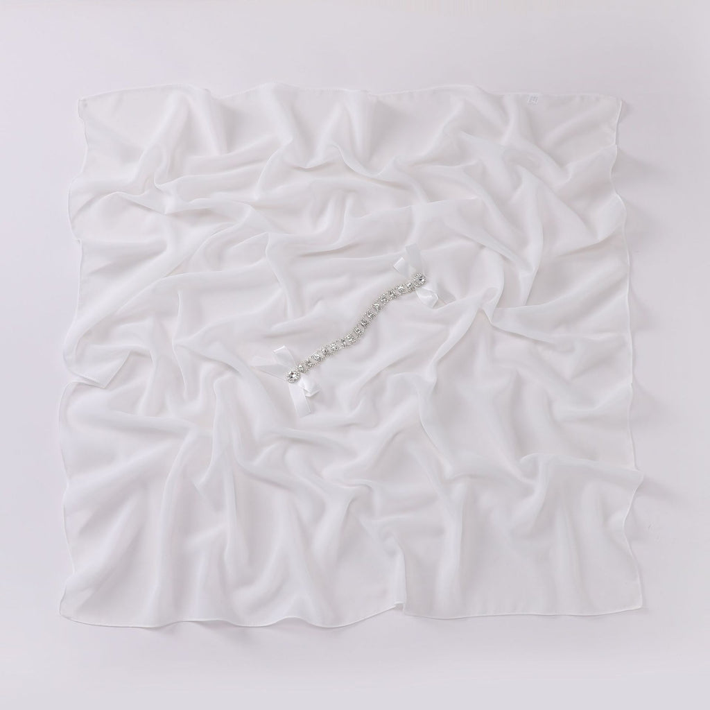 New pearl chiffon high-quality rhinestone bow square scarf headscarf