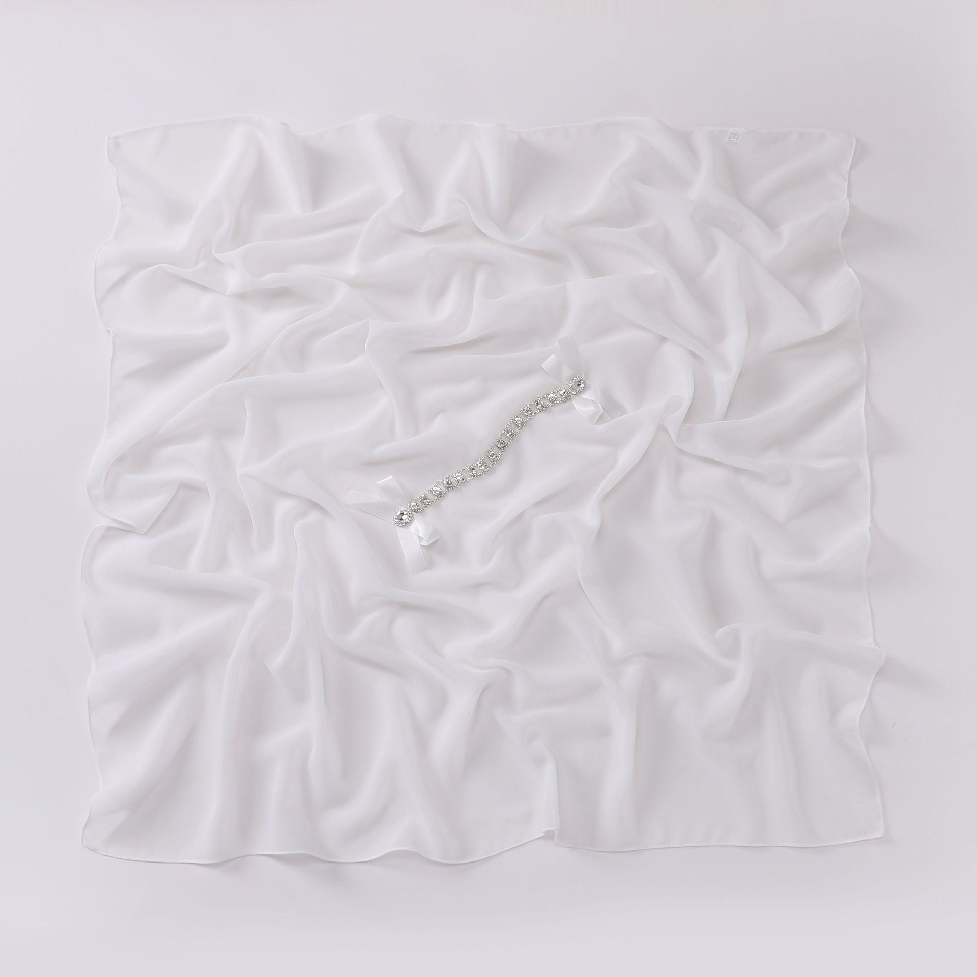 New pearl chiffon high-quality rhinestone bow square scarf headscarf
