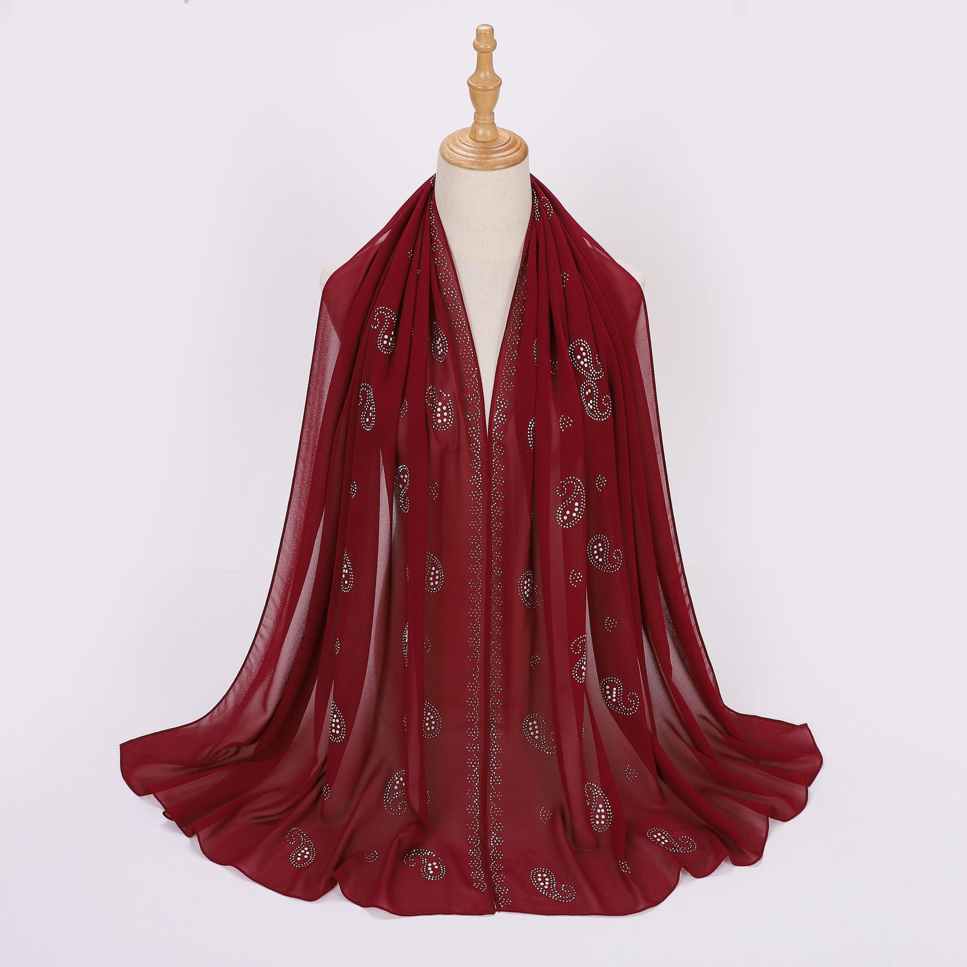 New pearl chiffon cashew nut hot diamond long towel yarn scarf Middle East and Africa headscarf hijab