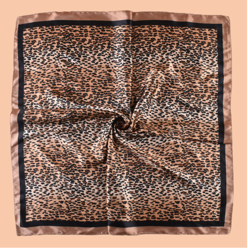 New 90 satin classic gradual change color leopard print printed square scarf with sunscreen bag head silk scarf decorative scarf