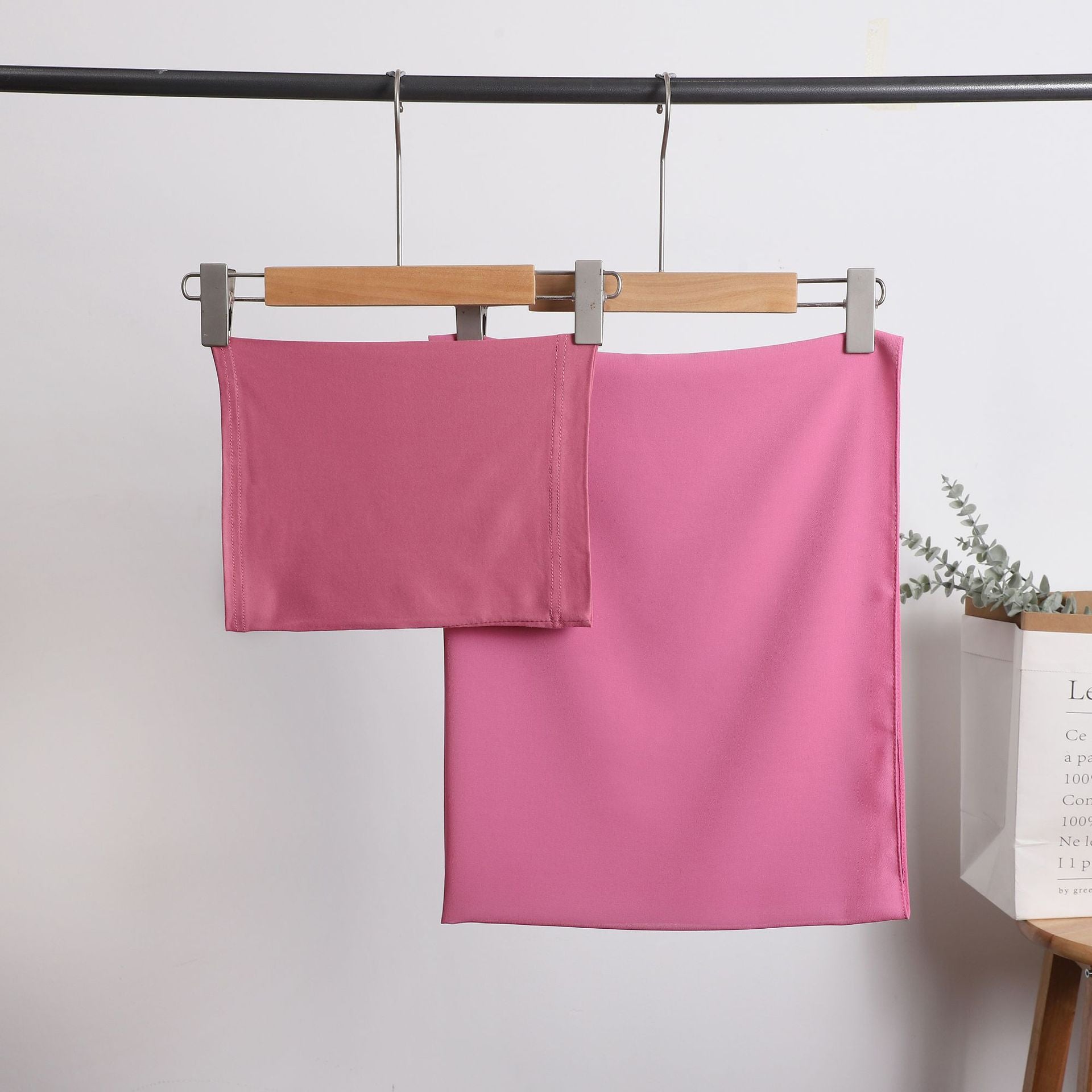 Pearl Chiffon Long Towel with Milk Silk Bottoming Cap of The Same Color, Middle Eastern Women's Headscarf