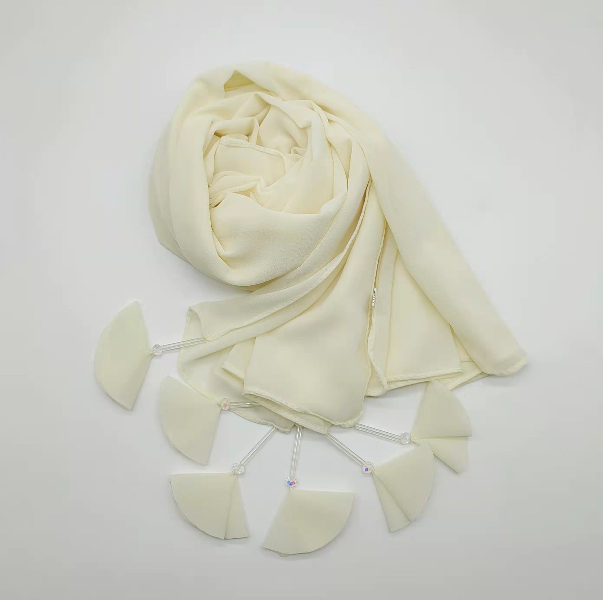 New crystal flower fringed pearl chiffon long towel women's hijab malaysia Indonesian Headscarf