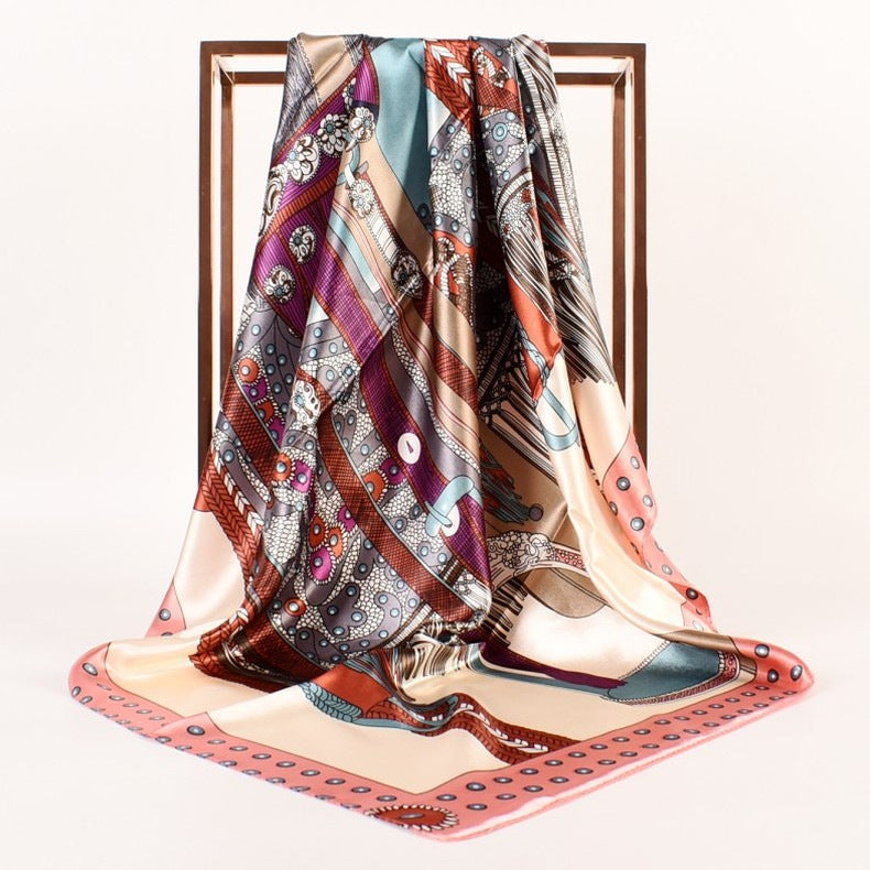 Autumn and winter new street 90 * 90 fashion satin square scarf, silk scarf, scarf, shawl