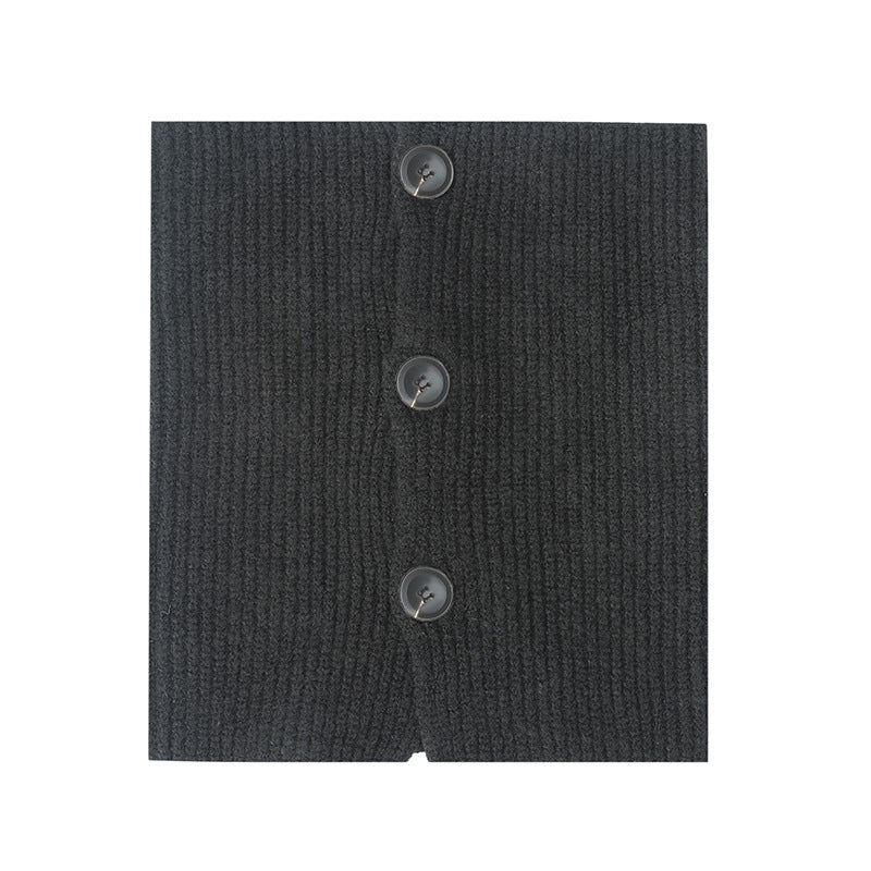 2025 new European, American winter Korean version wool solid color flower button knitted scarf