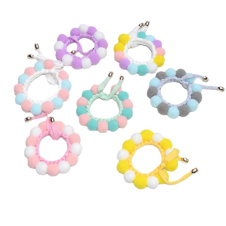 Popular pet supplies hand-woven hairball adjustable Christmas cat dog scarf pet collar