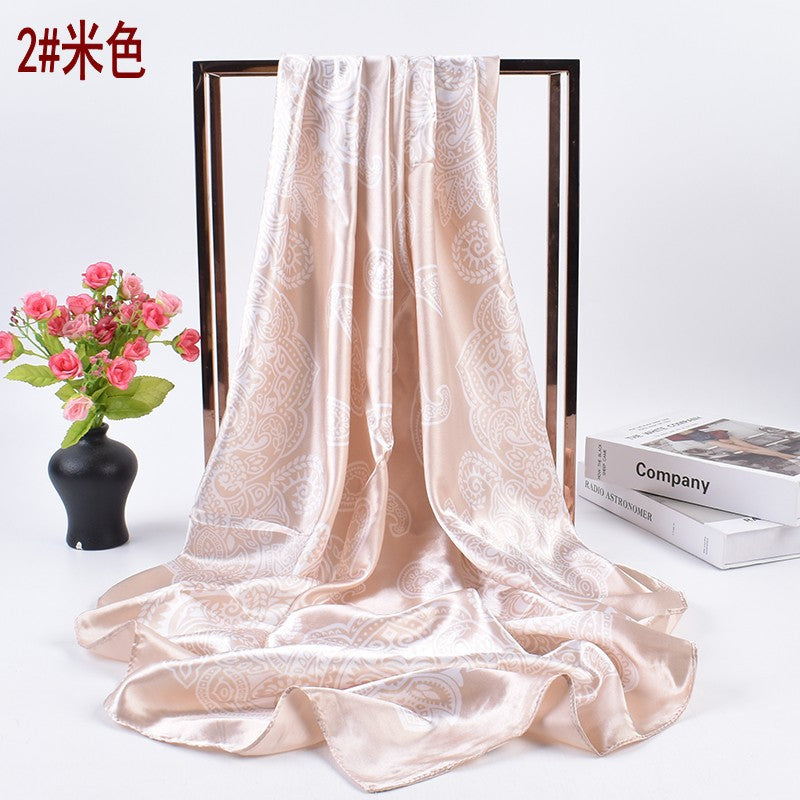 New European style fashion cashew flower pattern 90 satin large square scarf headscarf scarf