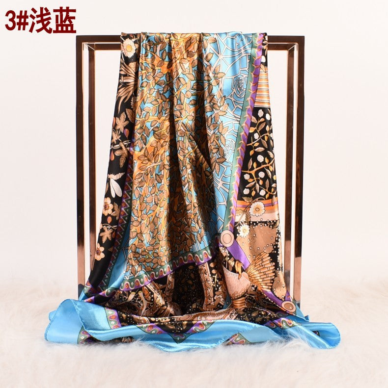 New retro scarf 90 large square scarf women's large square scarf silk scarf vintage scarf
