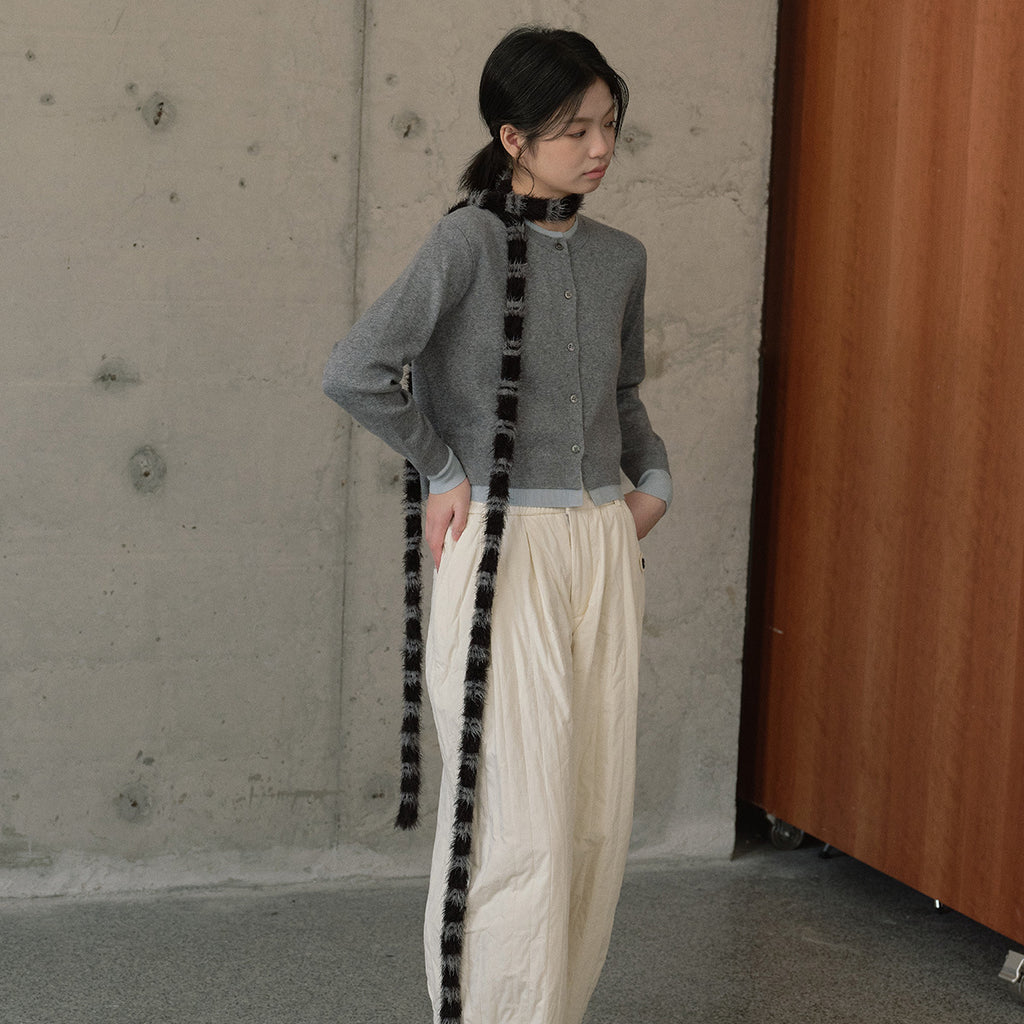 Niche style of design, plush silver ring snake striped thin and narrow scarf for women's spring and summer with concave decoration