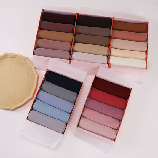 5-Pack gift scarf solid color pearl chiffon long scarf Middle East Africa headscarf Malaysia headscarf hijab