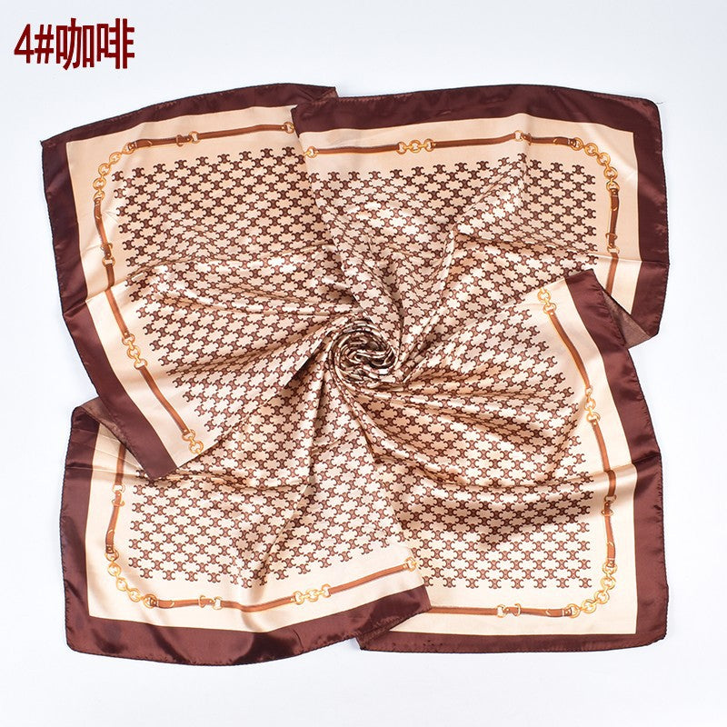 New chain, Arc de Triomphe pattern, universal in all seasons, fashionable 90-color square scarf, headscarf, scarf, silk scarf.