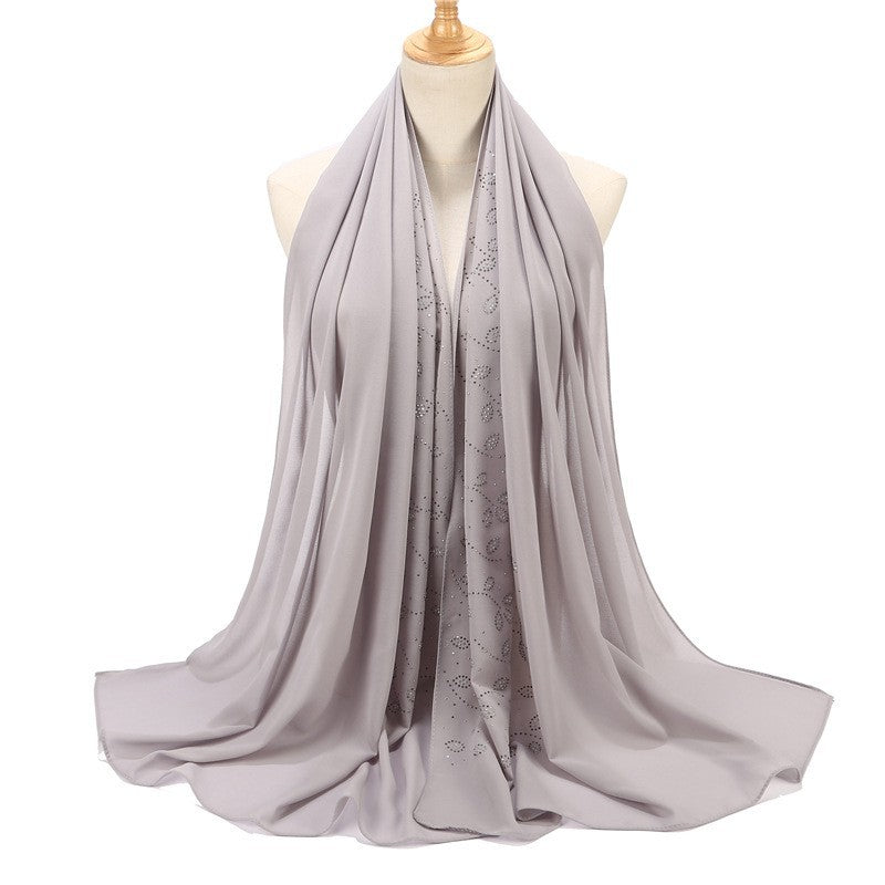 Solid color pearl chiffon hot diamond scarf Malay Indonesian headscarf  scarf Middle East headscarf