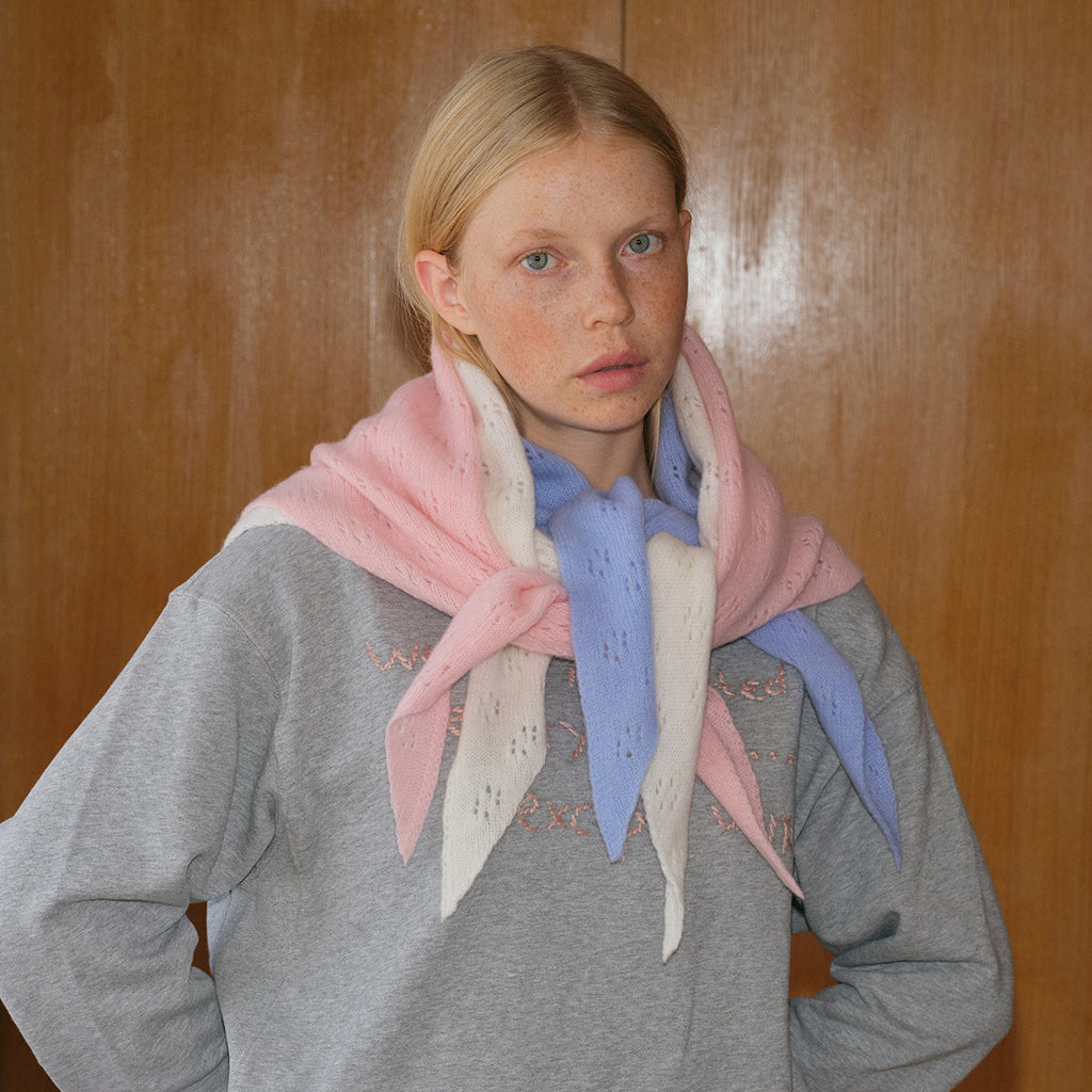 Korean designer 100% pure wool triangle scarf women's autumn and winter hollow girl atmosphere wool small scarf