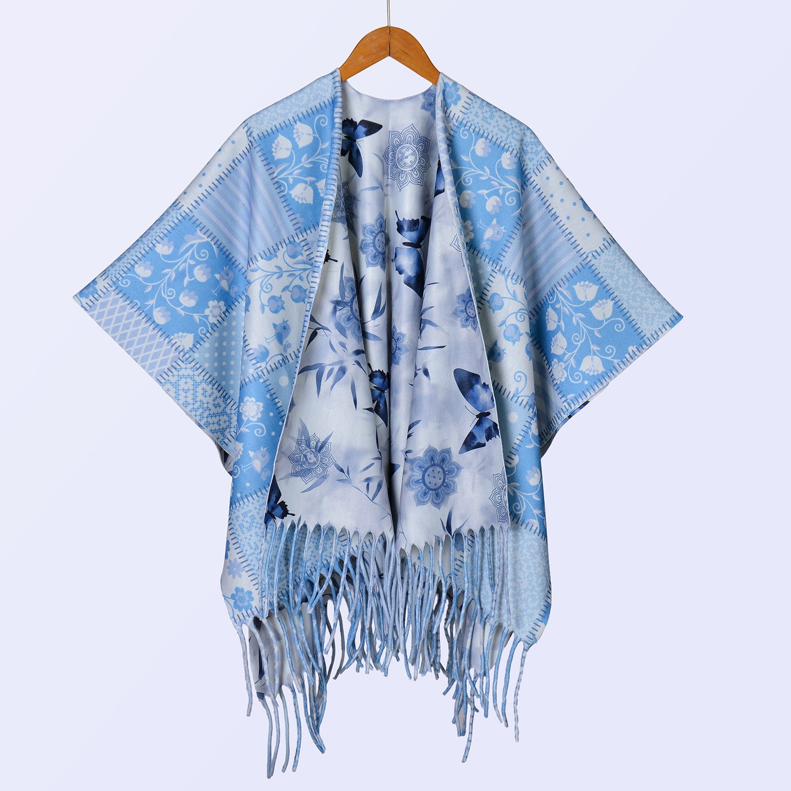 New ethnic style ink double-sided thickened shawl with women's autumn and winter retro high-end photo shawl large cape