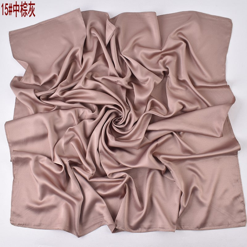 Autumn and winter new Malaysian imitation silk matte satin monochrome solid color 90 plain simple square towel batch