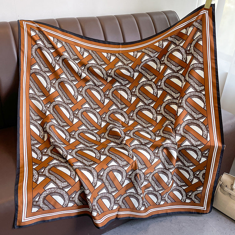 New square scarf, French retro silk scarf, women's twill silk scarf, neck cover, shawl printed scarf, weatherproof