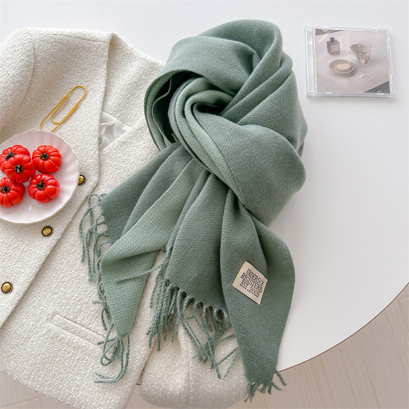 Autumn and winter new double-sided imitation cashmere scarf women's solid color long shawl scarf