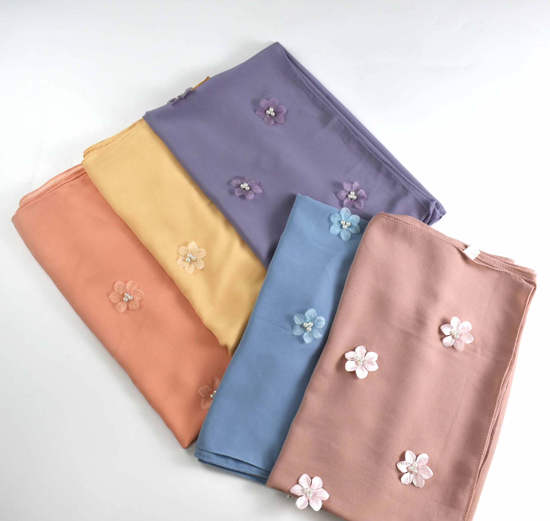 New pearl chiffon flower bead scarf Middle East Africa hijab