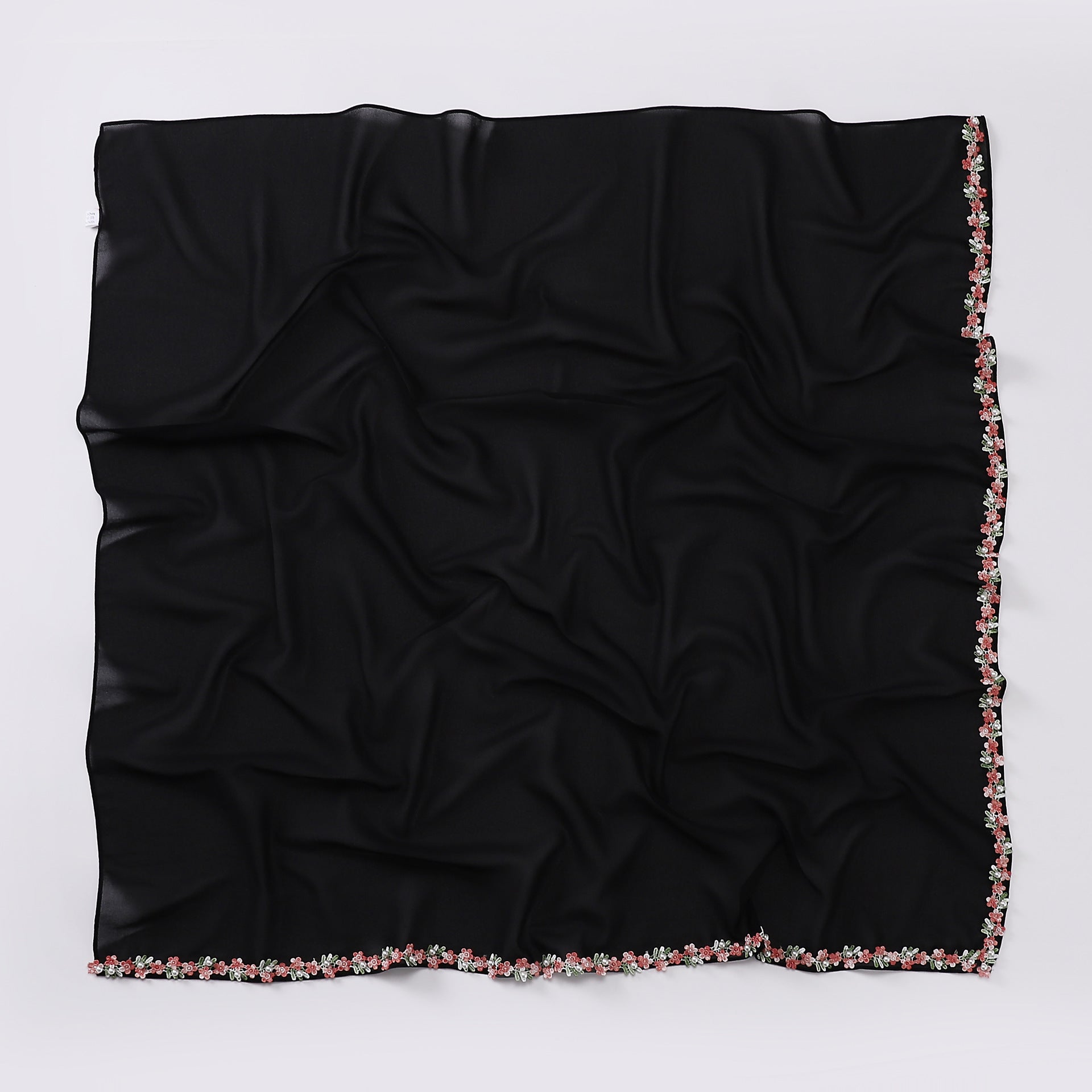 New pearl chiffon small fragrant wind lace bead scarf yarn cute sweet little square scarf