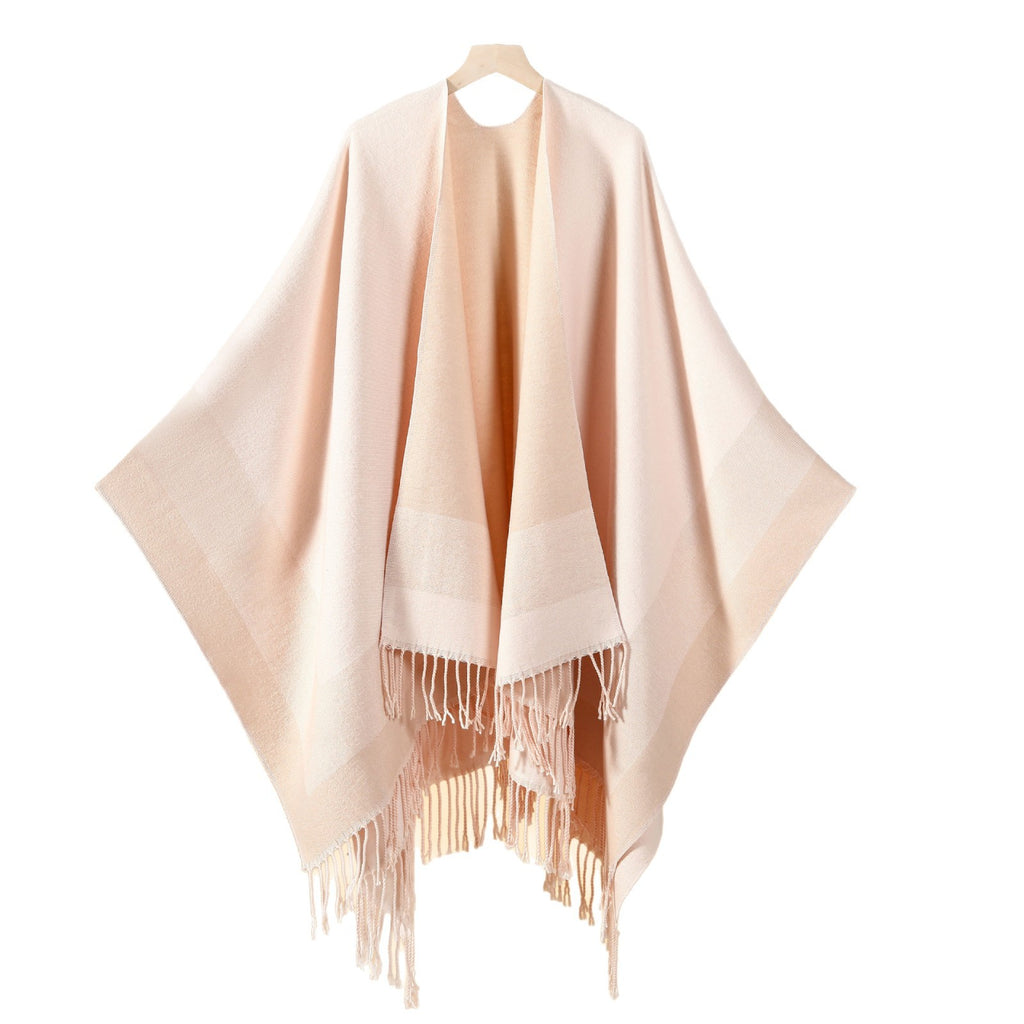 New product temperament simple tassel frame large shawl new Nepal travel out warm photo cardigan