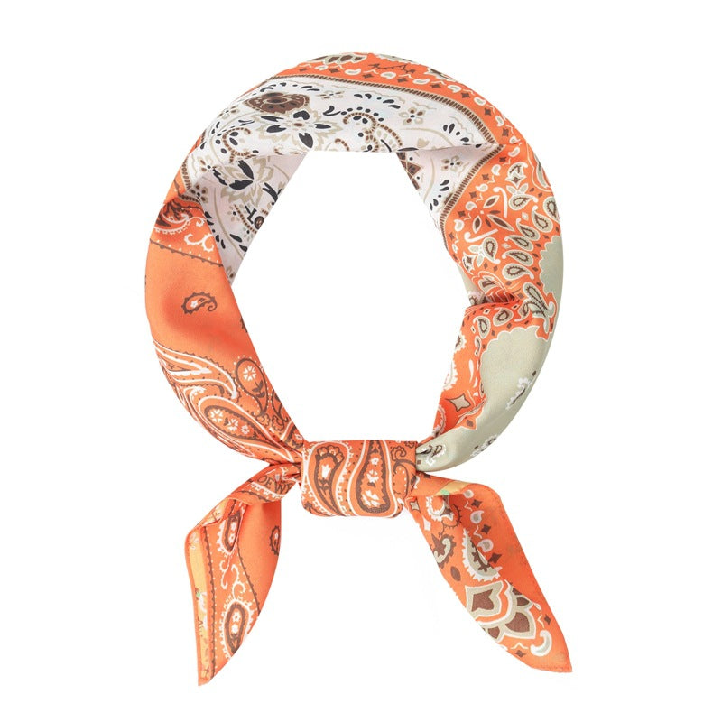 2025 new spring, summer and autumn thin headscarf double-sided printed silk scarf square scarf