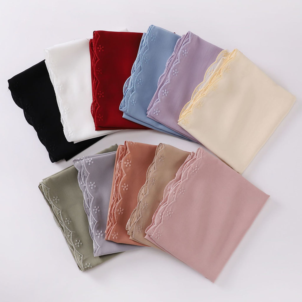 New embroidered pearl chiffon scarf female Malaysia headscarf  Middle East Africa hijab