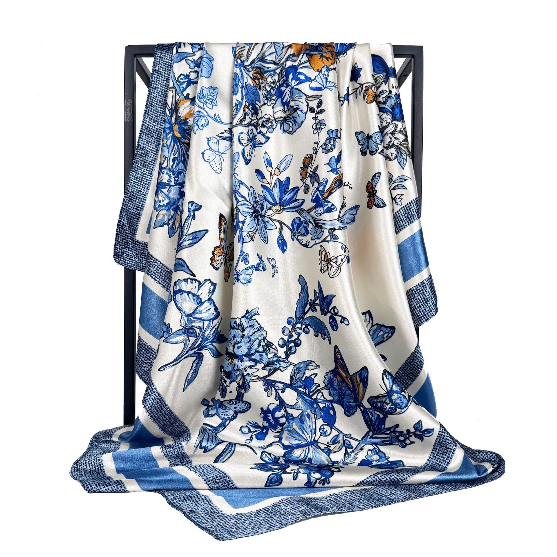 simple and elegant large polka dot printed silk scarf 90cm large square scarf, women's headscarf, yarn scarf.