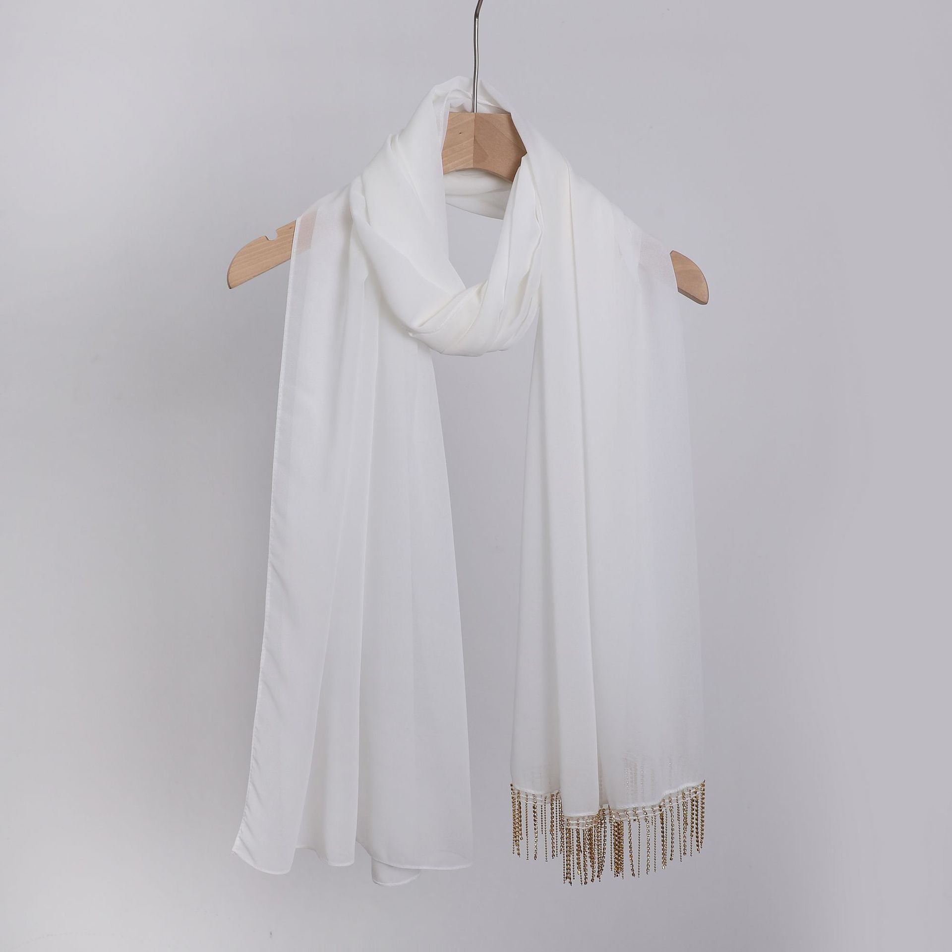 Pearl chiffon high quality diamond tassel long scarf yarn Middle East Africa headscarf hijab