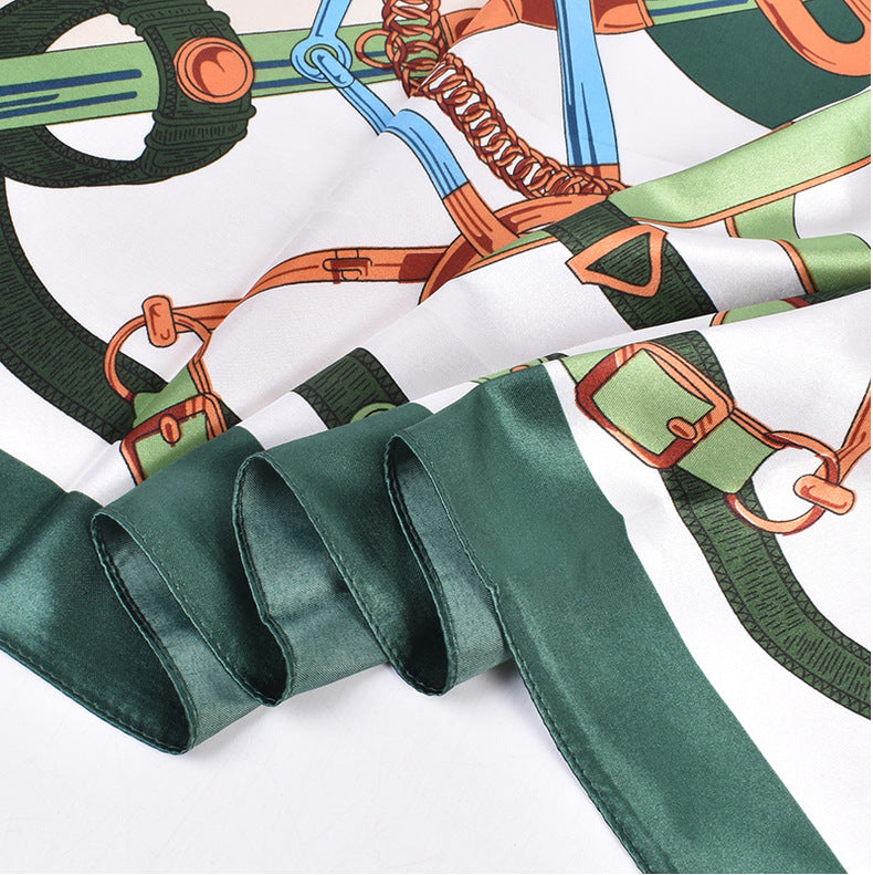 New fashionable ring chain buckle pattern printing high-quality 90 * 90 color square towel