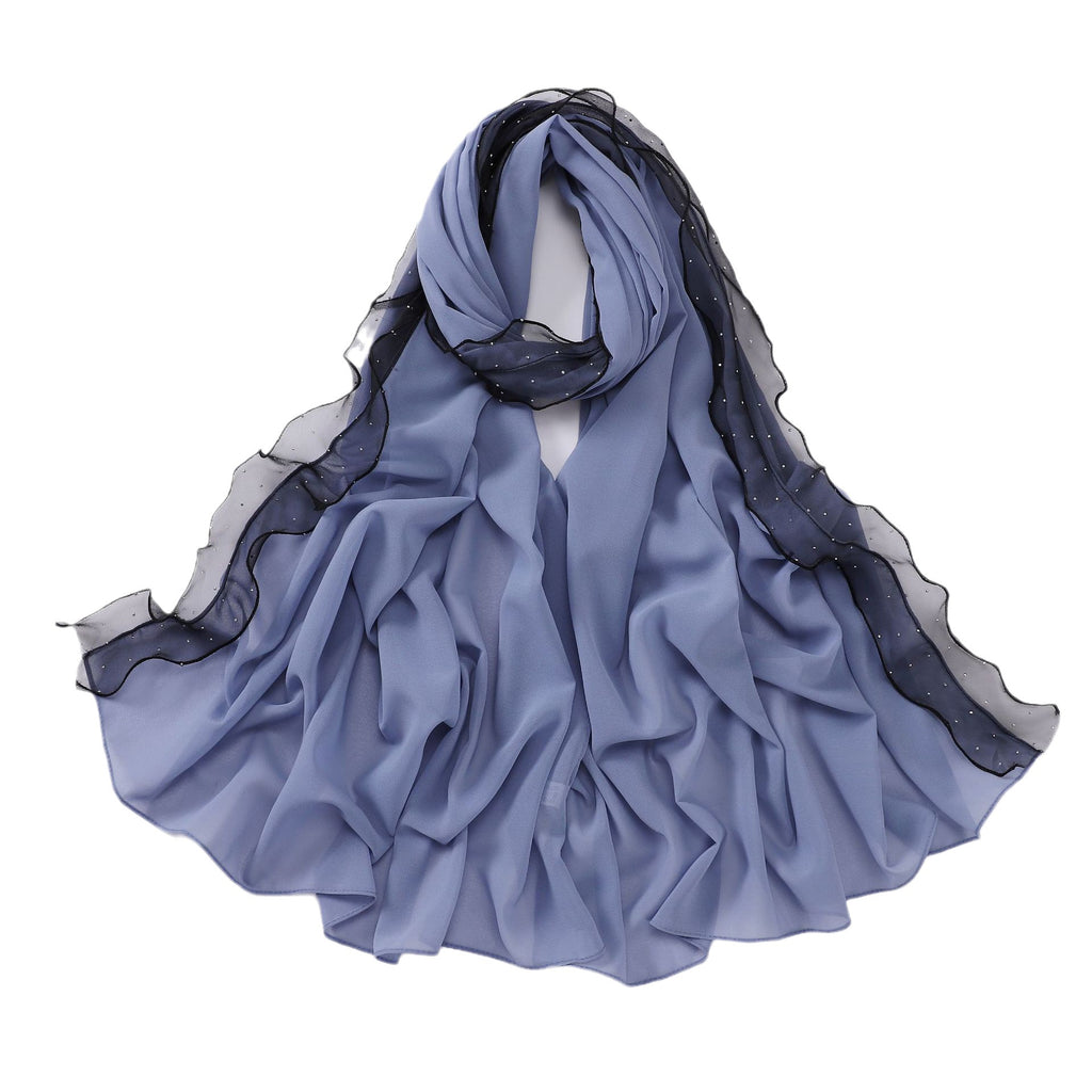 New Pearl Chiffon Hot Diamond Lace Ribbon Scarf  Malaysian, Middle Eastern, Headscarf