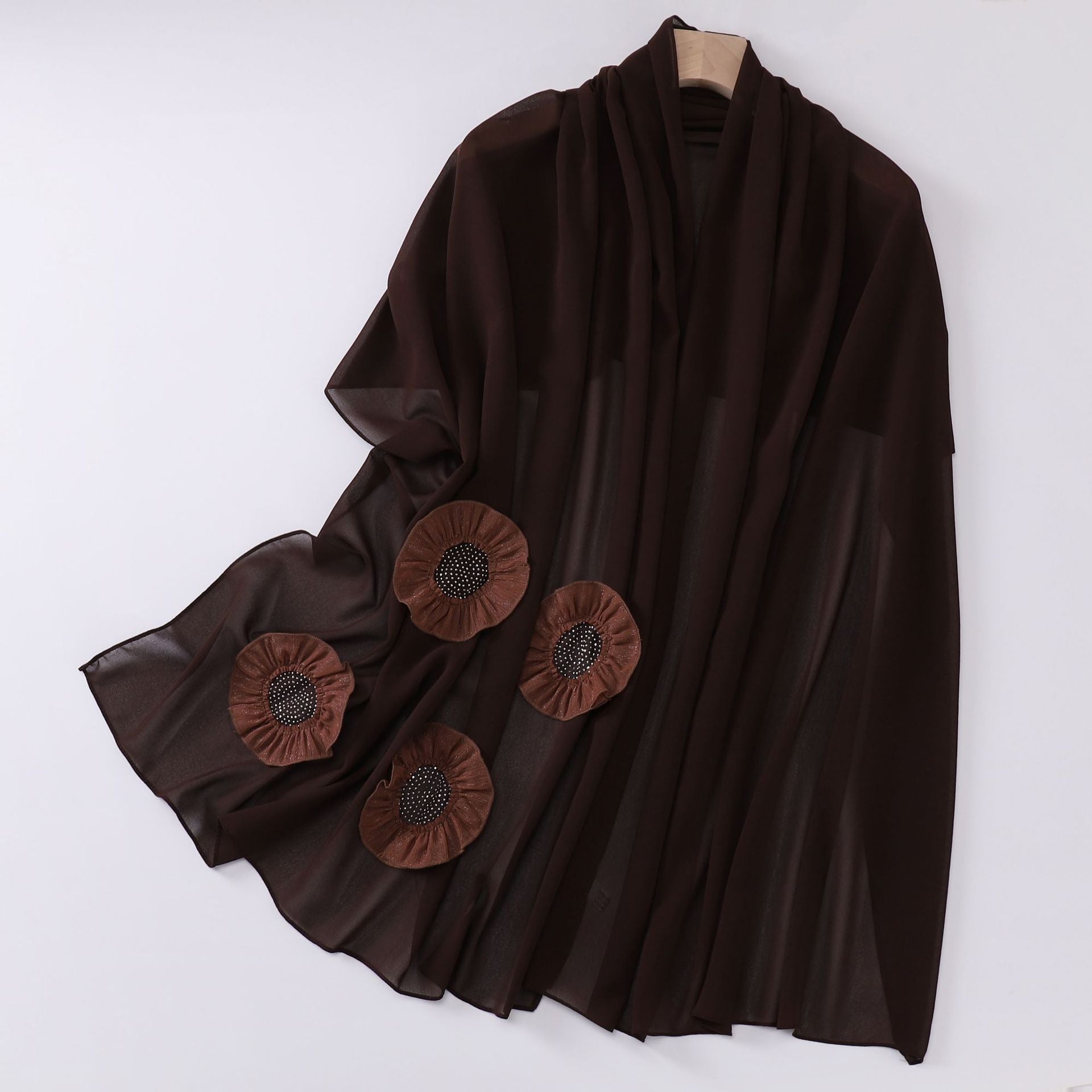 New pearl chiffon scarf circle hot diamond pleated lace long scarf Middle East Africa Malaysia headscarf