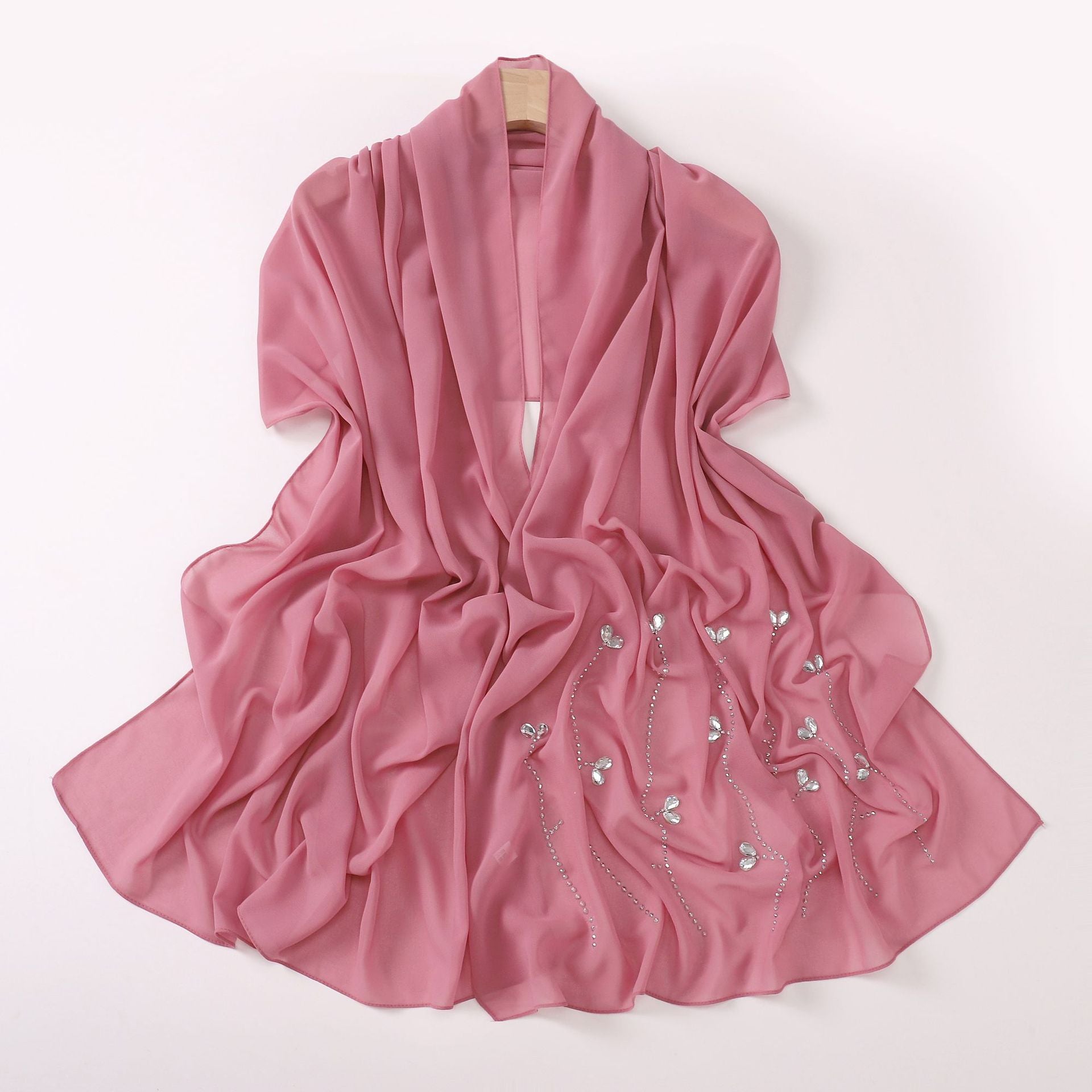 New pearl chiffon long scarf hot diamond rhinestone scarf Middle East and Africa headscarf