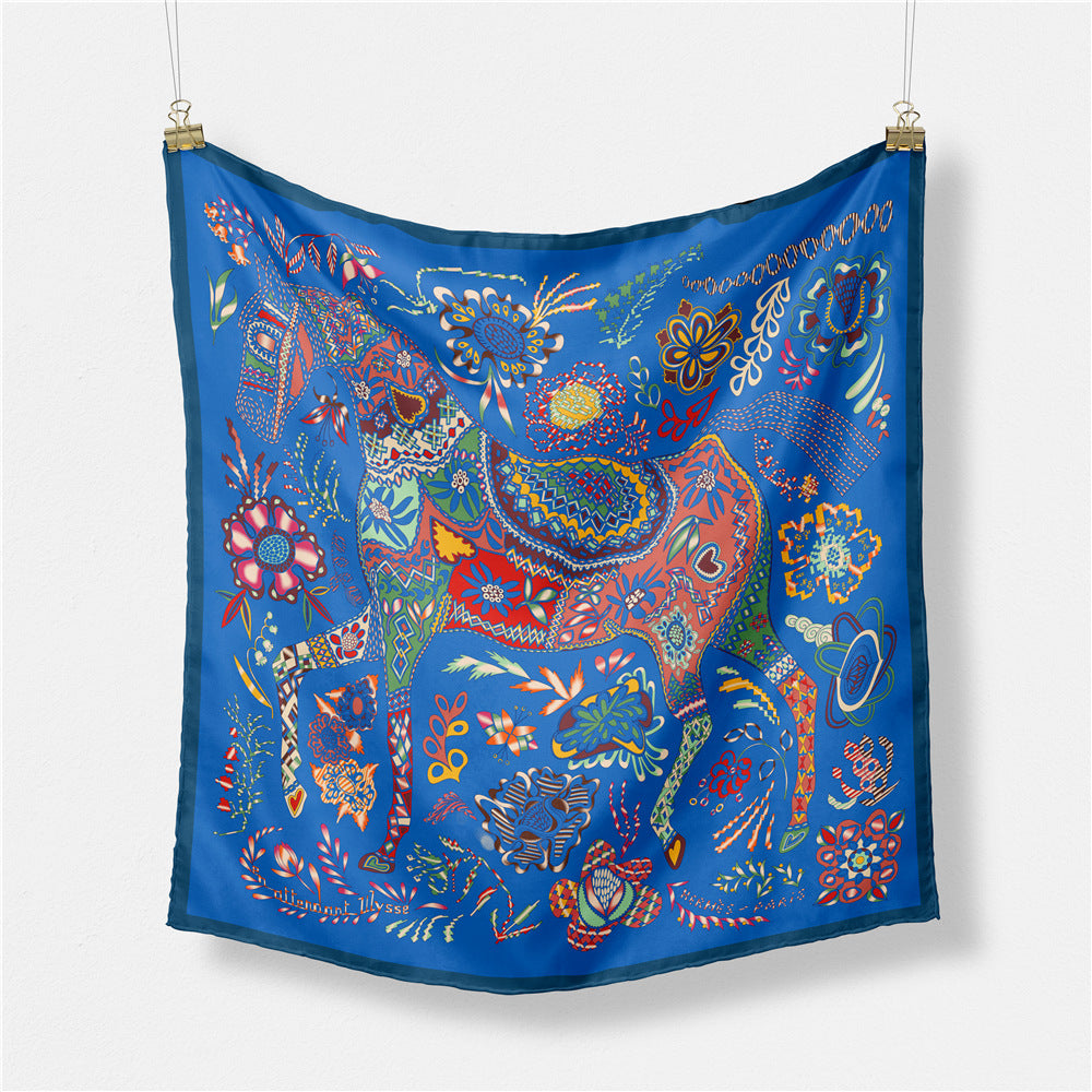 Fashion Thai elephant pattern, printed scarf, artificial silk twill silk 53cm small square scarf, women's scarf