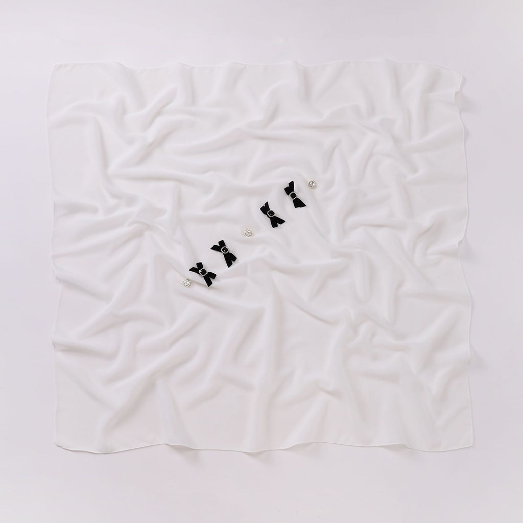 Bow rhinestone pearl chiffon square scarf yarn sweet headscarf convenient cover