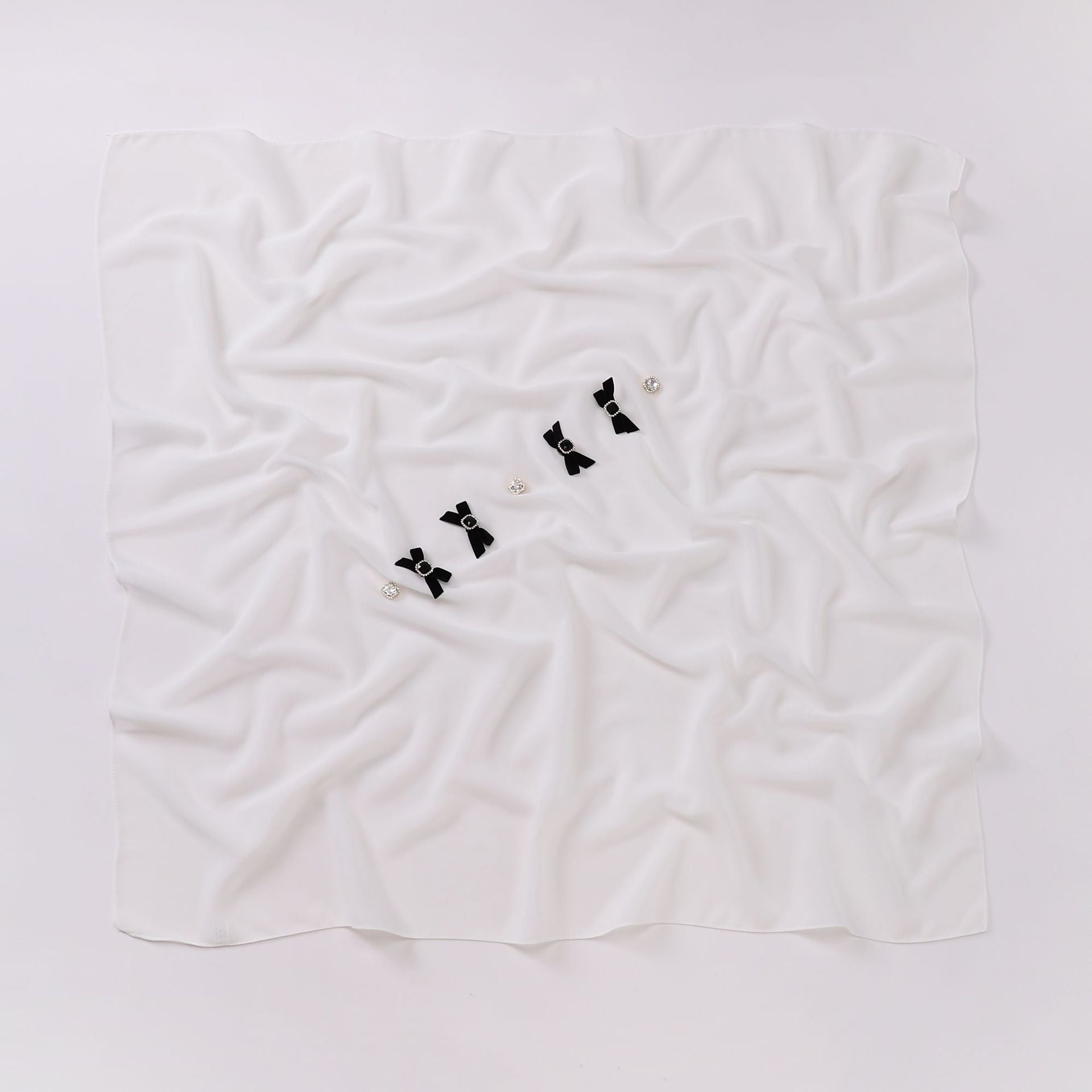 Bow rhinestone pearl chiffon square scarf yarn sweet headscarf convenient cover