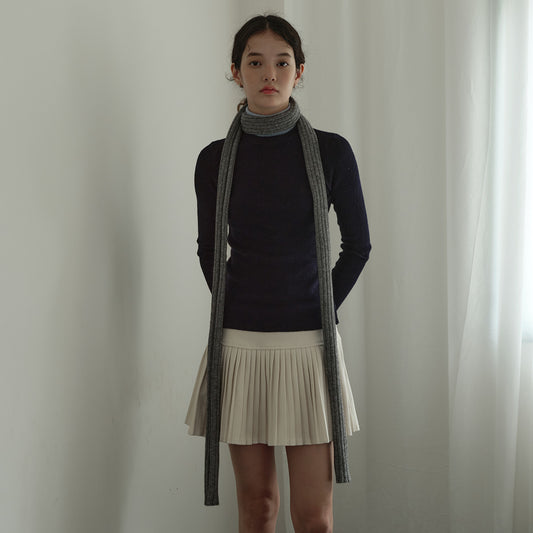 Wool thin and narrow long scarf women's autumn and winter concave shape Spice girl long wool scarf