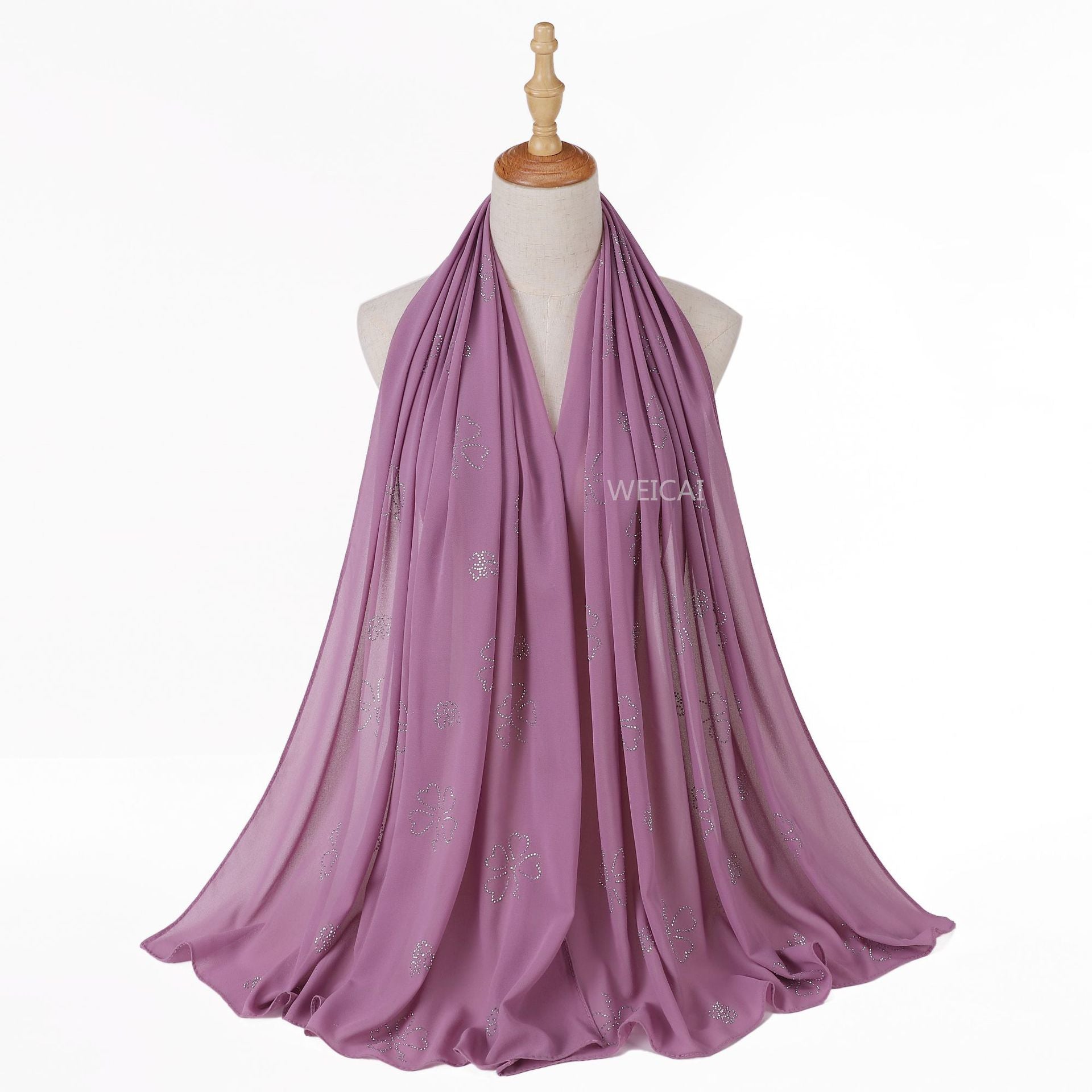 Flower Diamond solid color pearl chiffon scarf Middle East headscarf