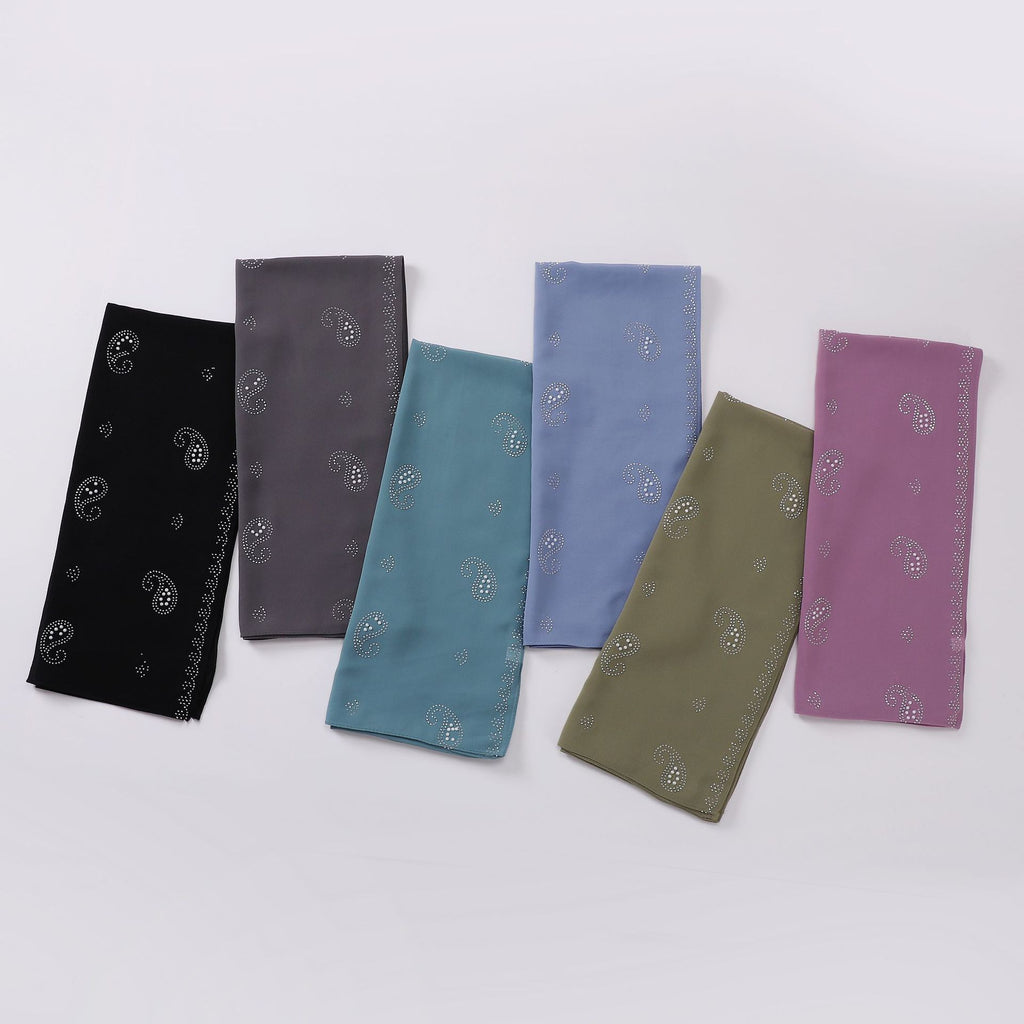 New pearl chiffon cashew nut hot diamond long towel yarn scarf Middle East and Africa headscarf hijab