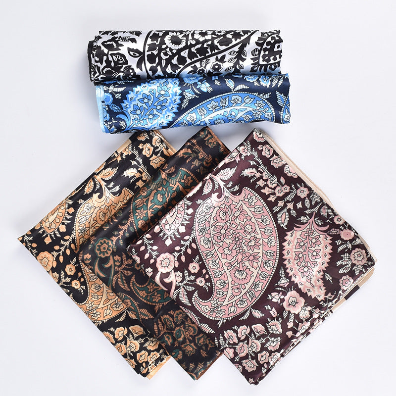 New cashew flower pattern printing 90cm * 90cm satin square scarf silk scarf