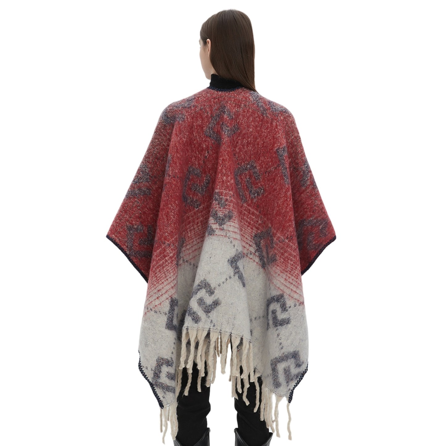 2025 new European and American autumn and winter circle yarn imitation mohair thickened jacquard letter shawl