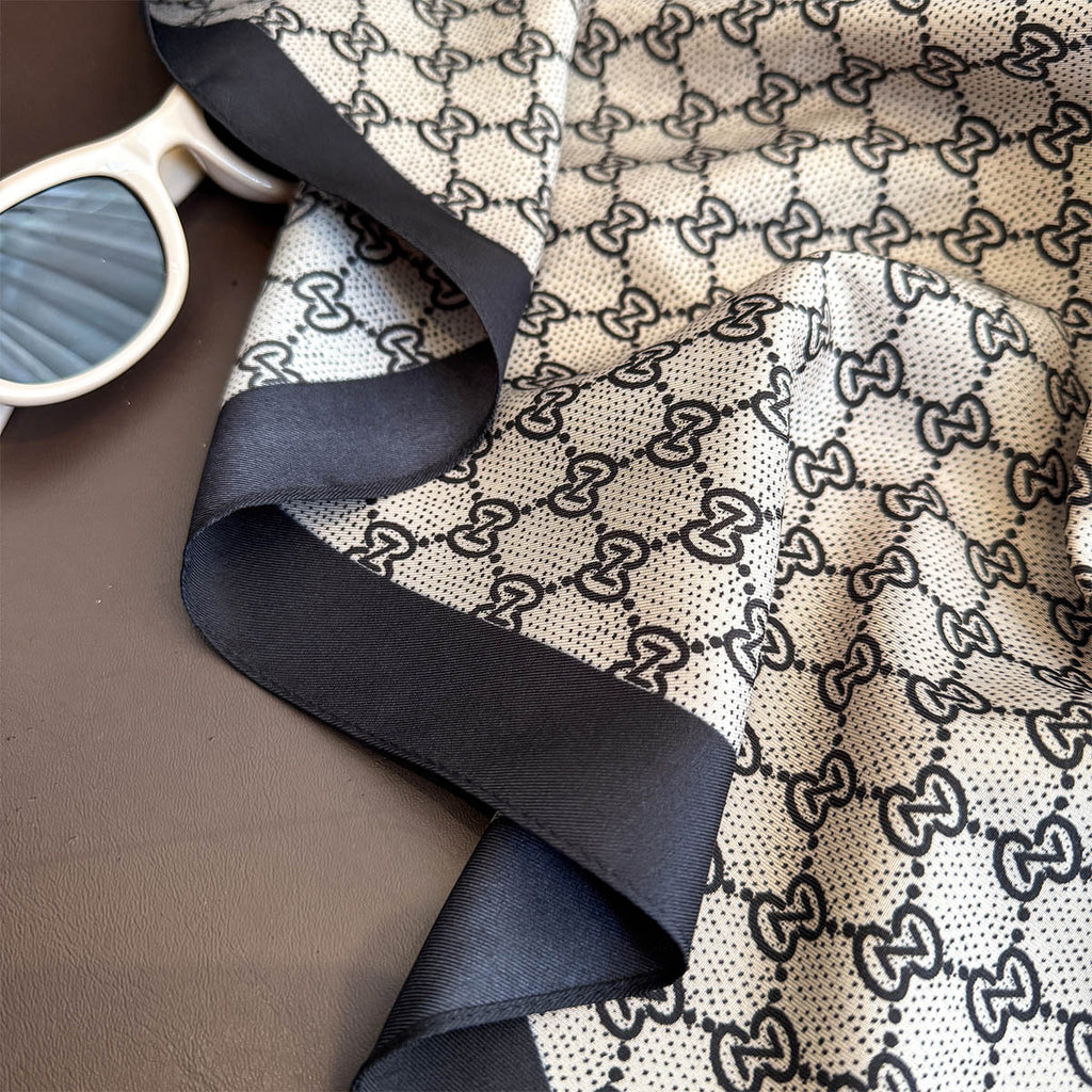 Plaid scarf twill silk large square scarf travel sunscreen shawl decorative headscarf 90cm letter silk scarf new