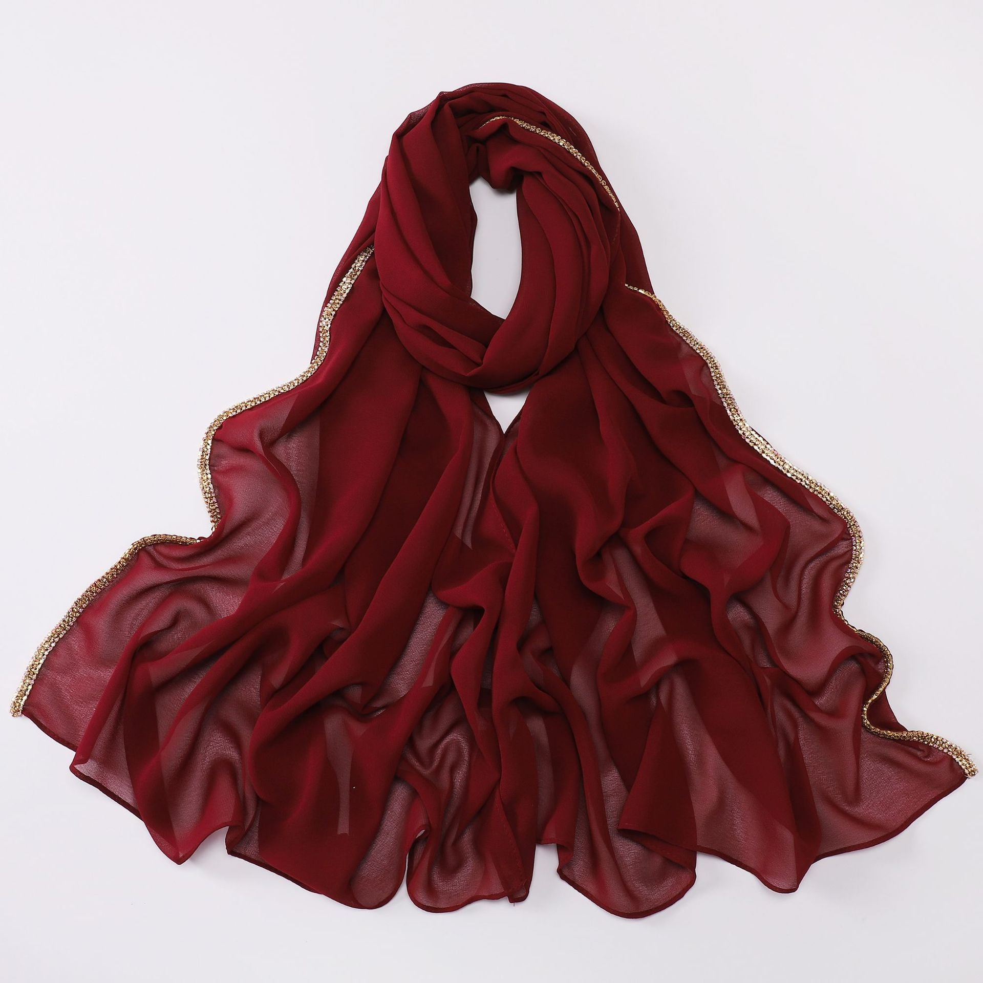 New copper bottom bright diamond chiffon scarf yarn Middle East Africa headscarf Malay headscarf