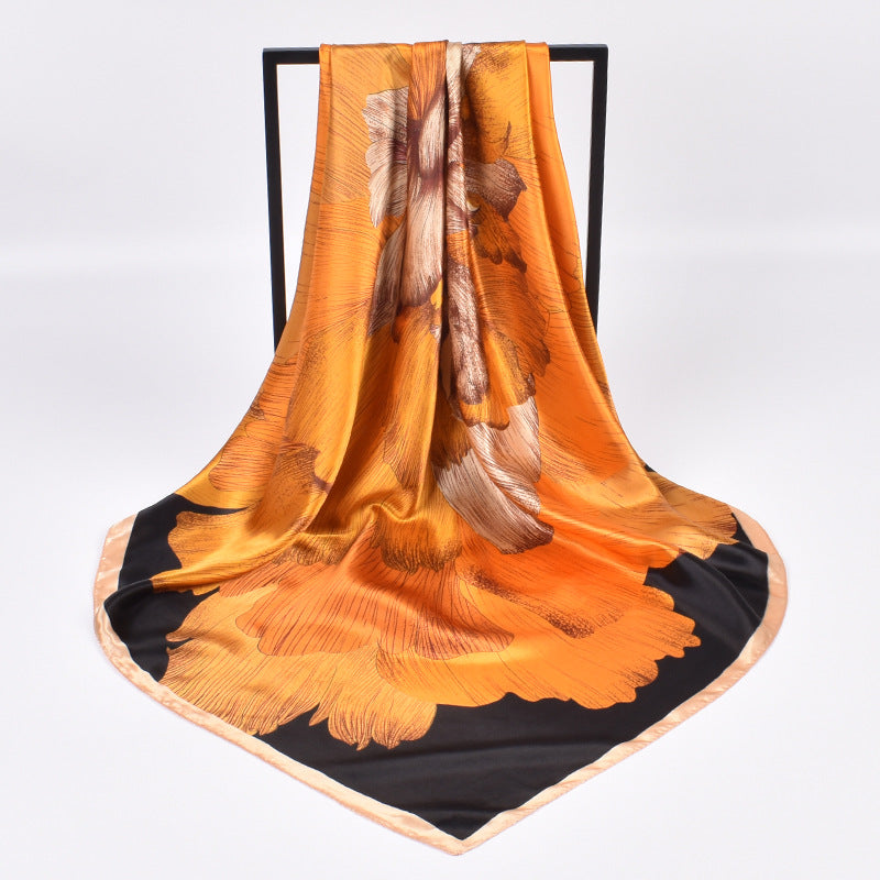 Autumn and winter new fashion peony pattern 90cm-color large square scarf women