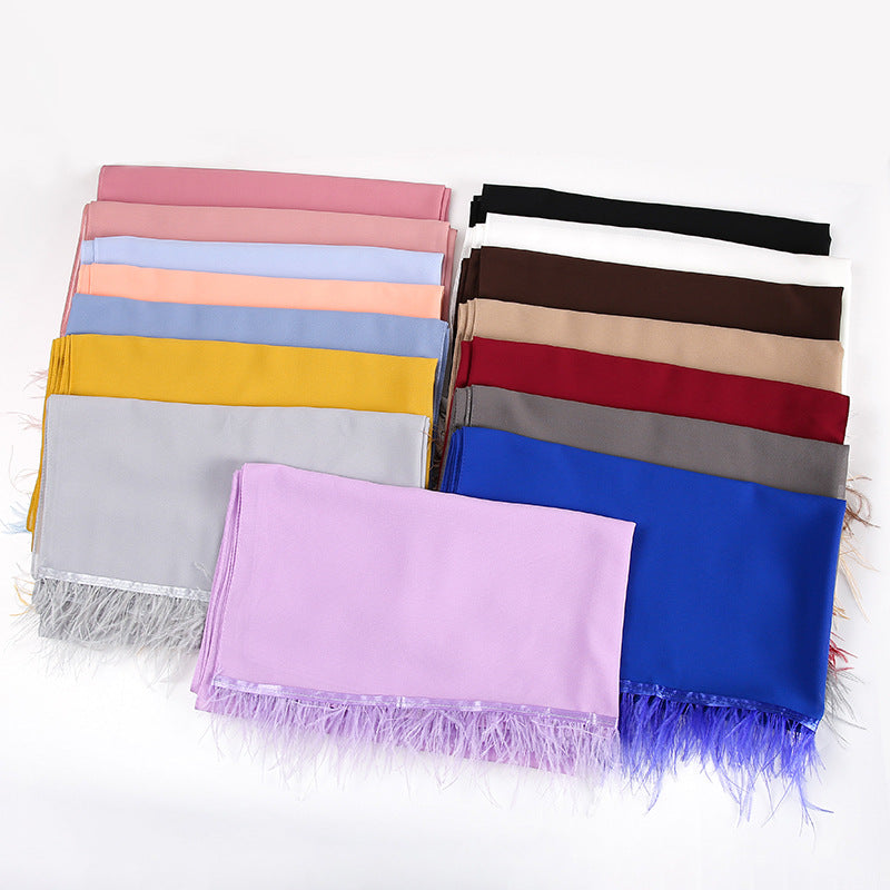 New pearl chiffon scarf feather  Middle East African headscarf hijab