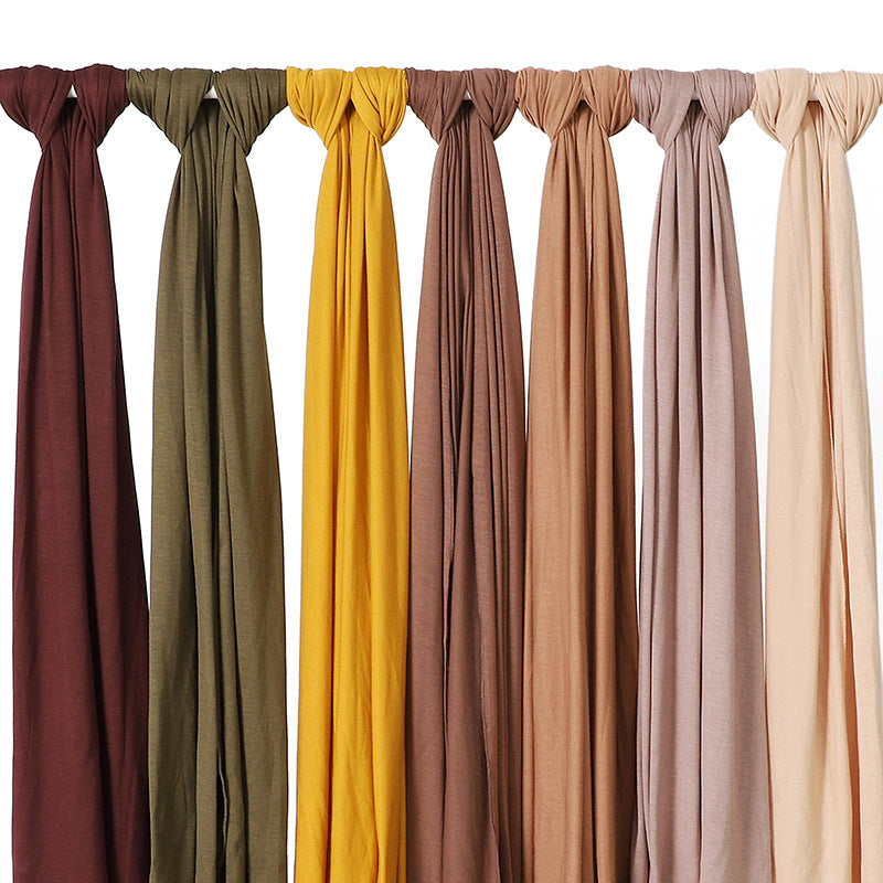 New Solid Color Jersey Hijab Women Plain Color Jesey Scarf Mercerized Cotton Headscarf