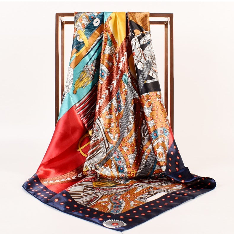Autumn and winter new street 90 * 90 fashion satin square scarf, silk scarf, scarf, shawl