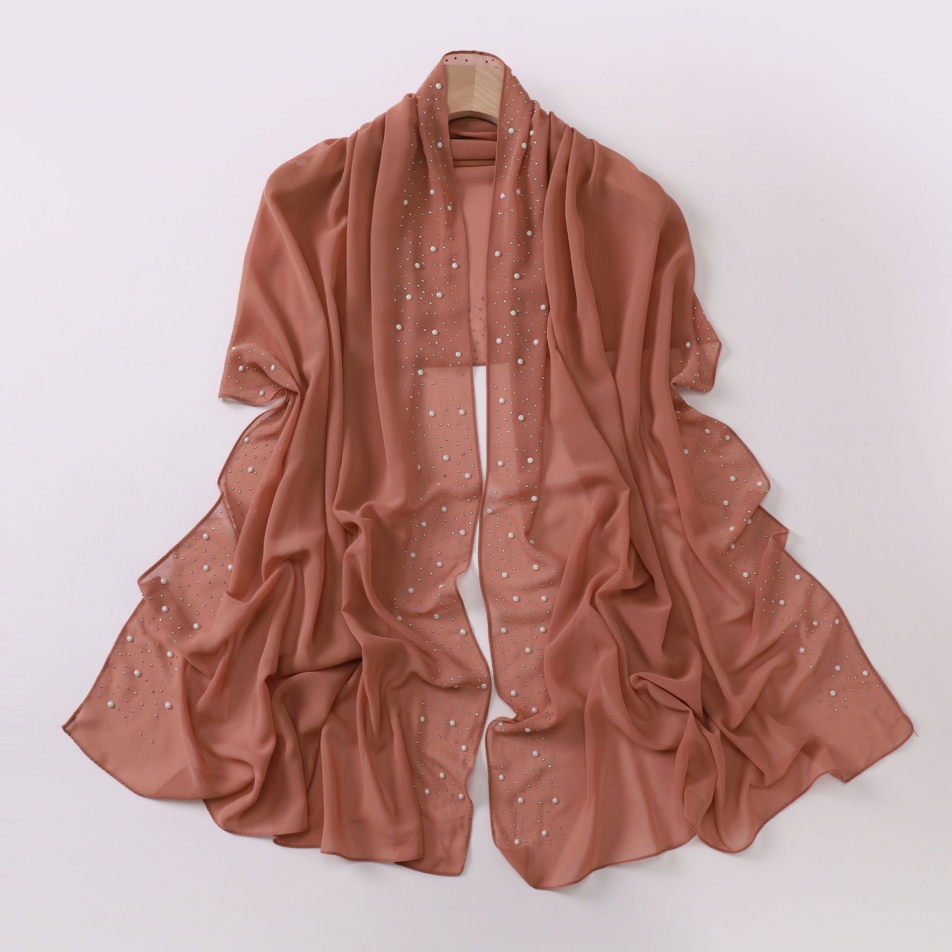 Pearl chiffon both sides ceramic hot diamond Malaysian headscarf Middle East Africa hijab