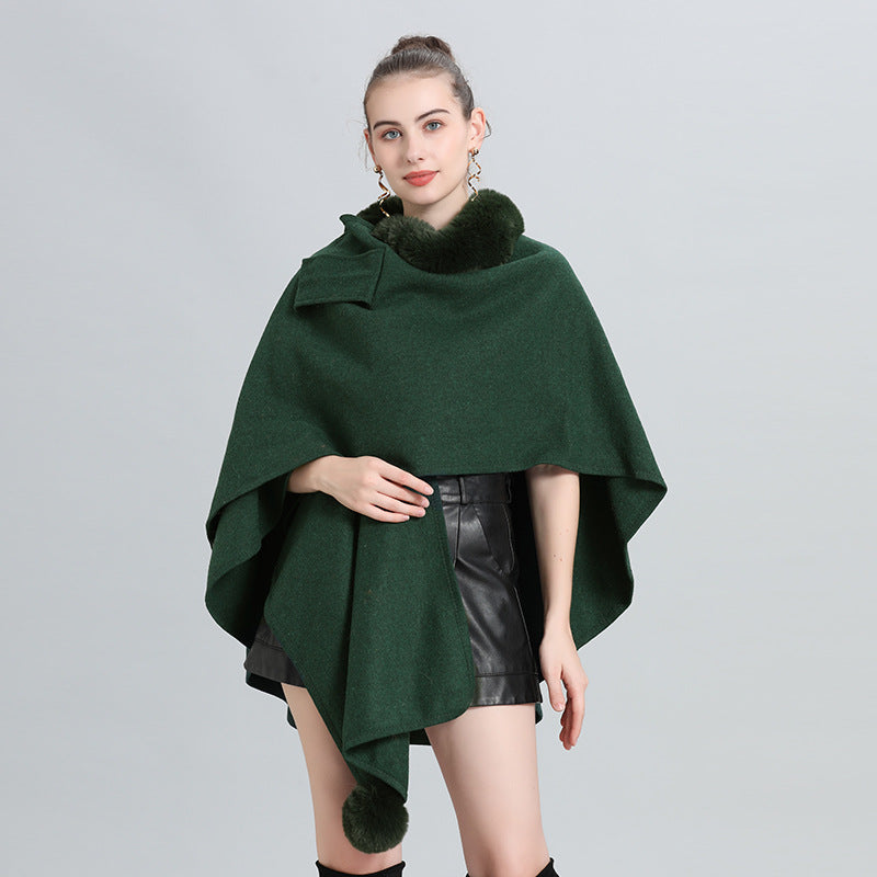 Hot autumn and winter new scarf shawl cape fur collar hairball knitted cardigan cape shawl 0962 #