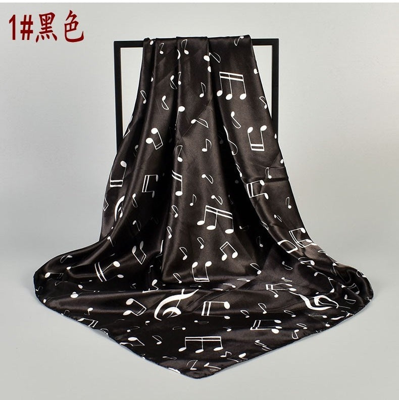 Summer new music note satin square scarf silk scarf, fashion imitation silk scarf