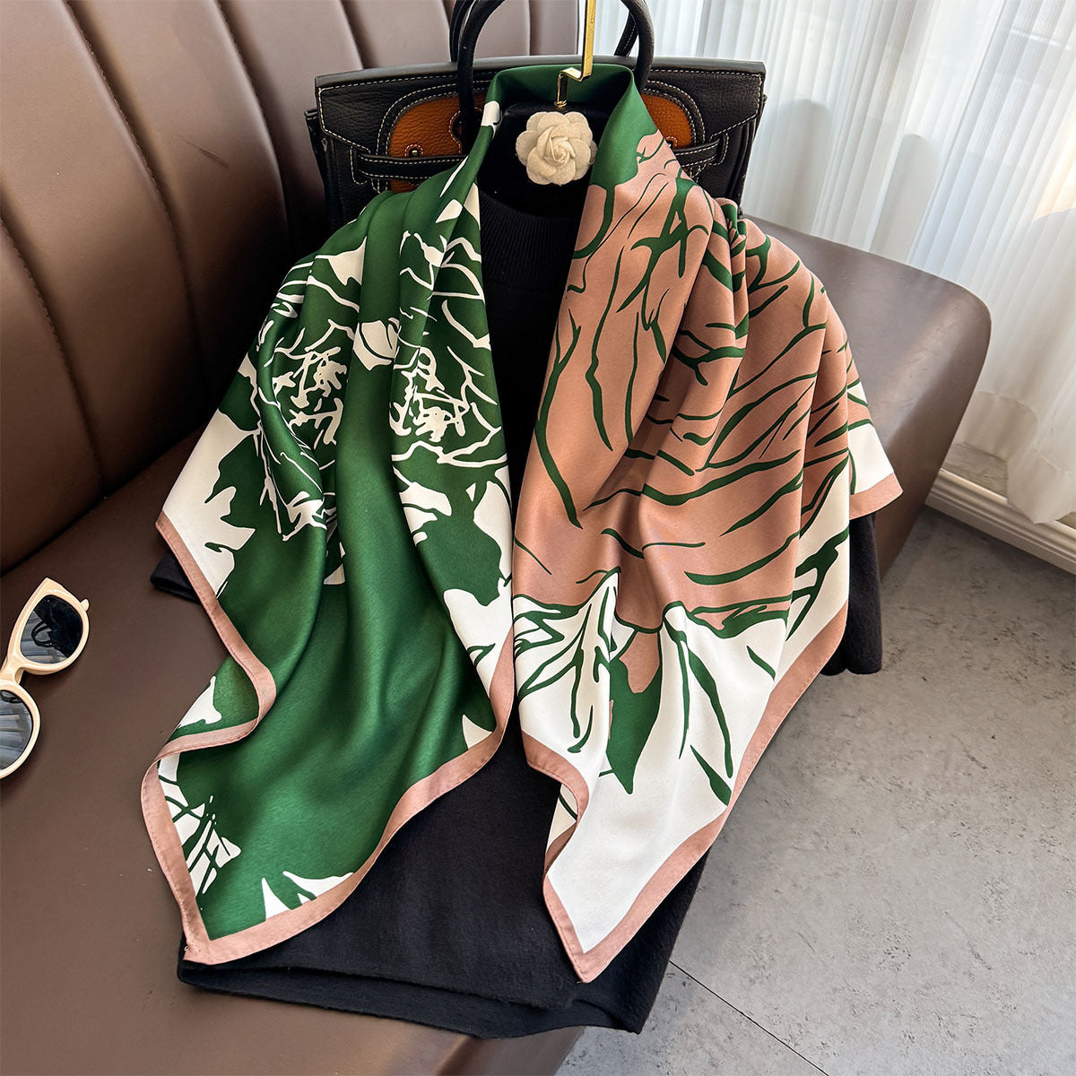 Summer Korean version of simple striped scarf twill square scarf 90cm fashionable versatile sunscreen shawl headscarf women