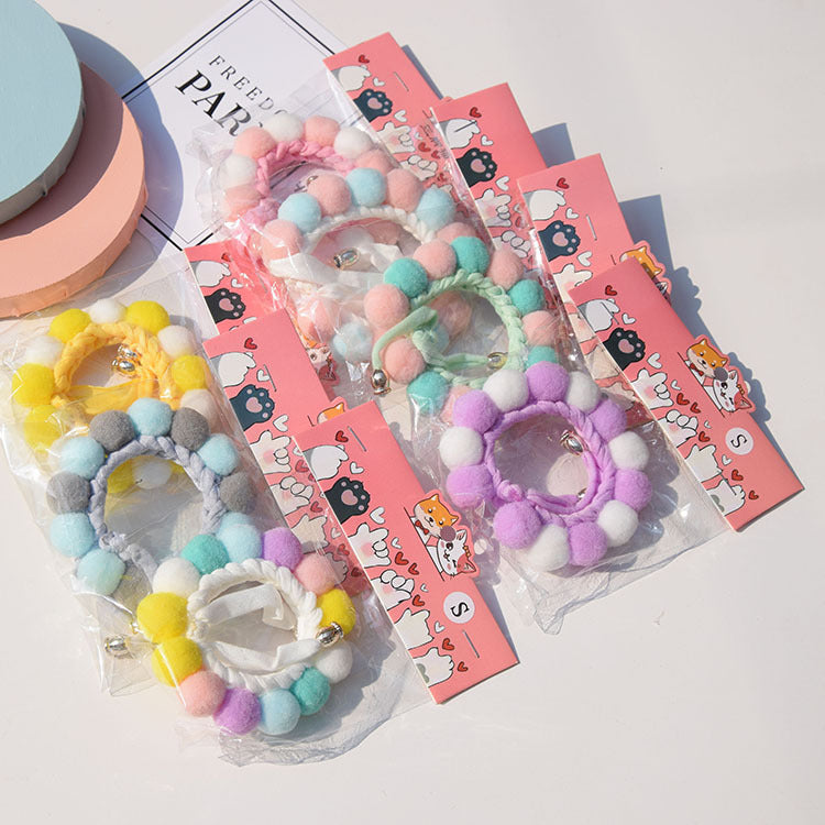 Popular pet supplies hand-woven hairball adjustable Christmas cat dog scarf pet collar